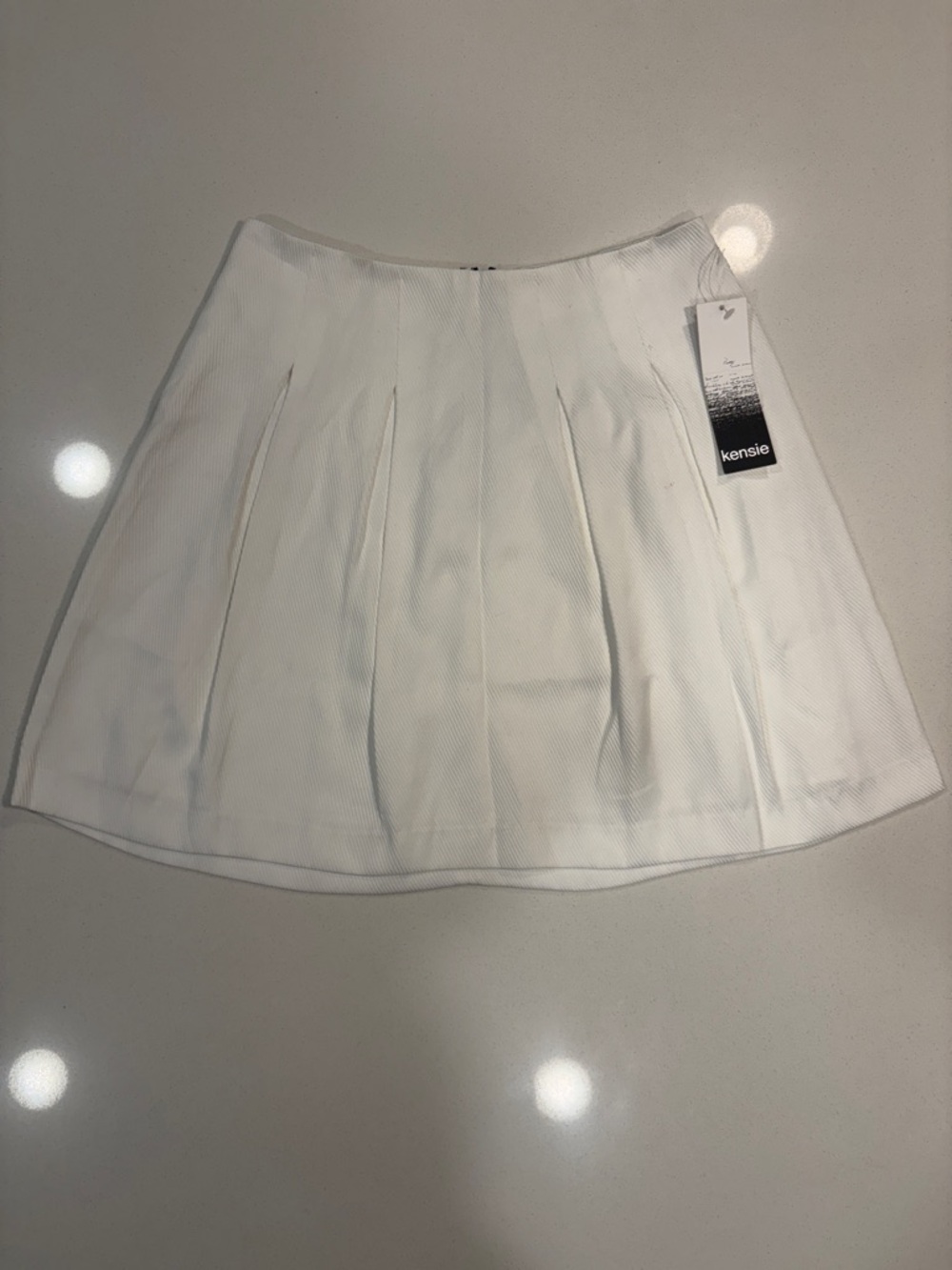 Kensie White Pleated Circle Skirt